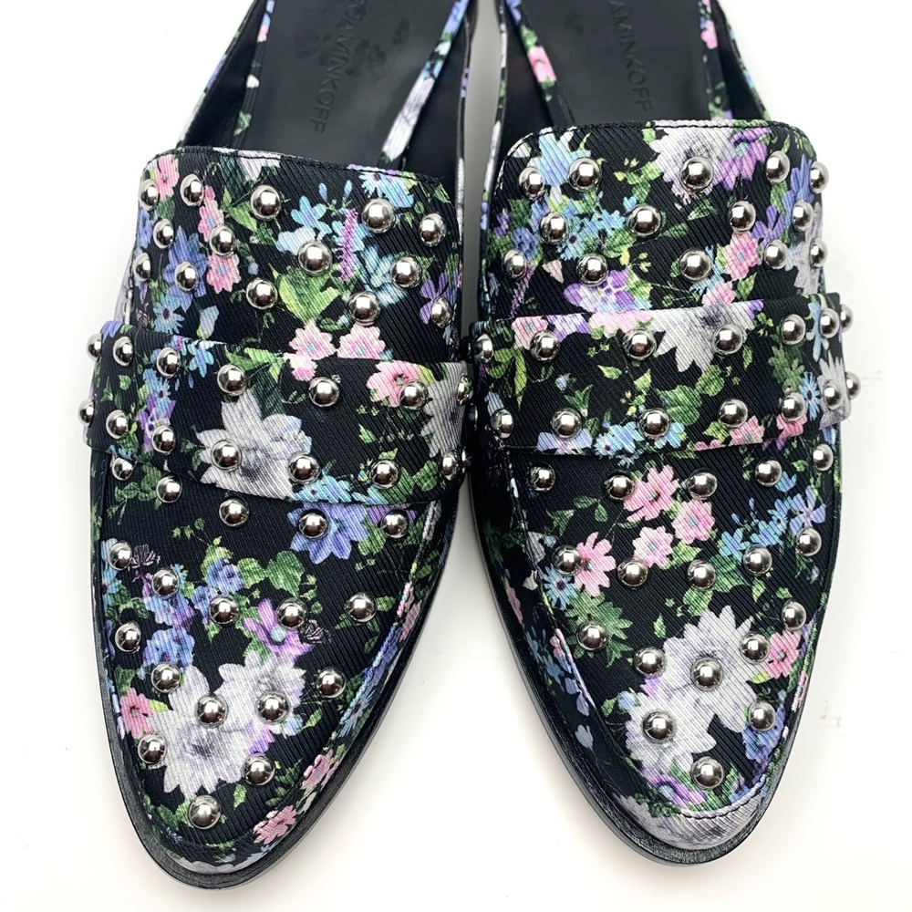 REBECCA MINKOFF MILENA STUDDED SILK LOAFER MULE - Picture 10 of 13